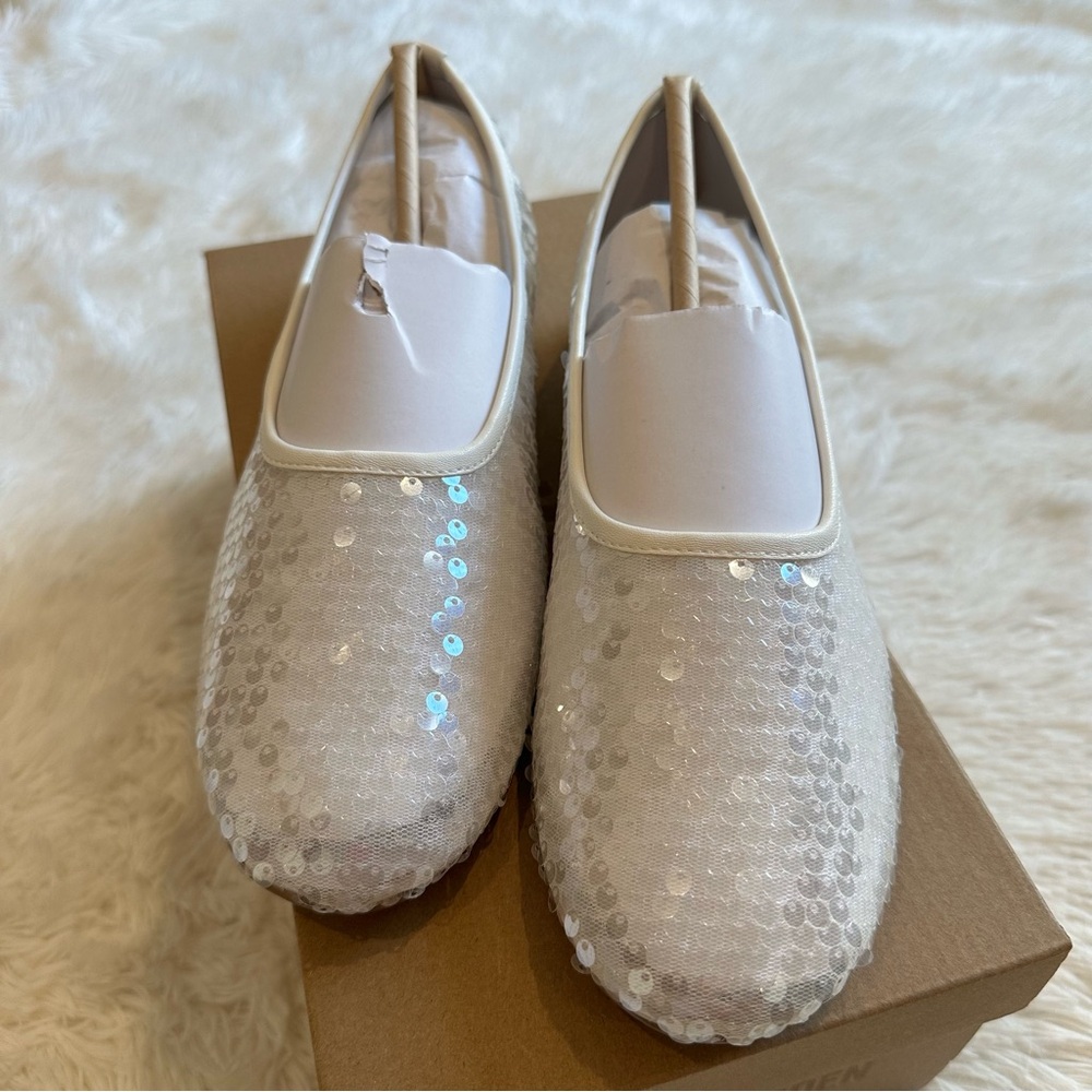 Steve Madden White Sequin Ballet Flats - Picture 11 of 12
